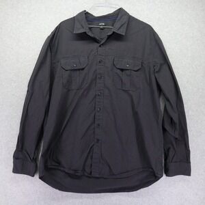 Apt 9 Shirt Mens XL Casual Utility Flap Pocket Button Up Dark Gray Long Sleeve
